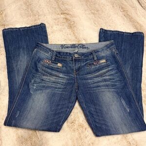 RARE Vintage Vanilla Star Y2K True Low Rise Patchwork Back Pocket Jeans 👖